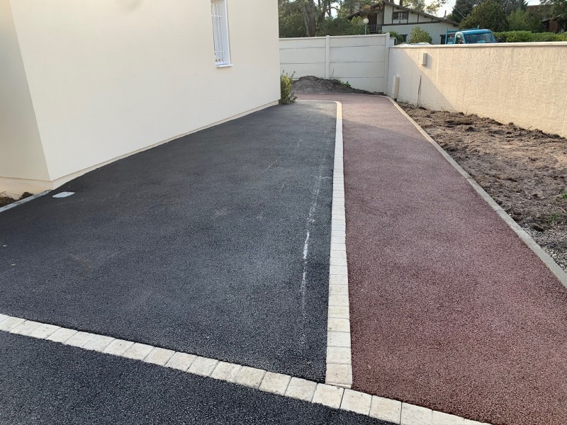 Création d'allée en enrobé Rouge - Brun sur La Teste de Buch
