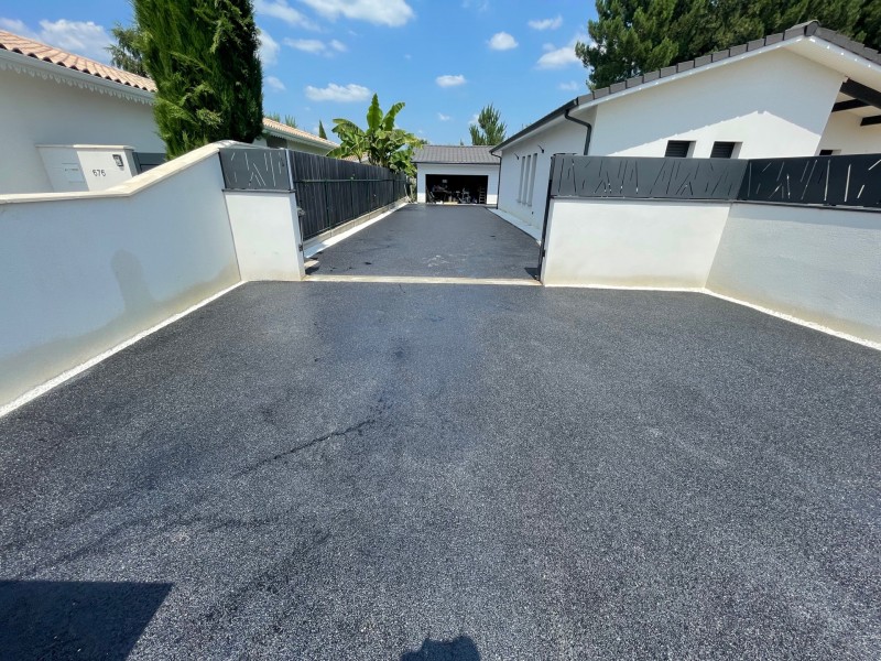 coffrage d’une allée en enrobé avec drainage galets aquitaine Biganos Lizé ltp