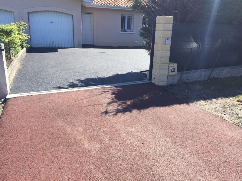 Création d'allée en enrobé Rouge - Brun sur La Teste de Buch