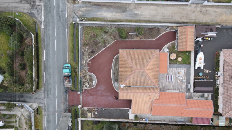 Création d'allée en enrobé Rouge - Brun sur La Teste de Buch