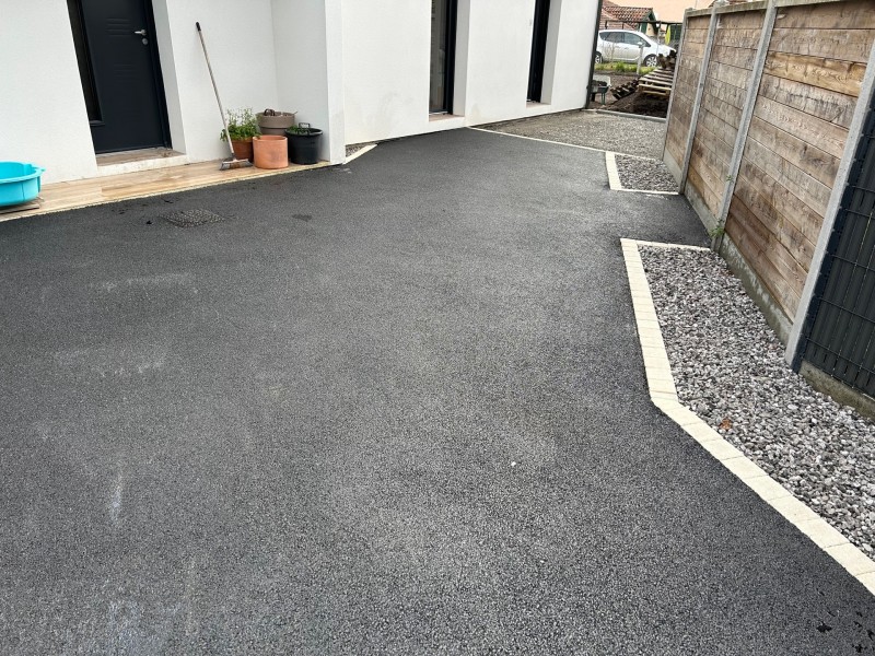 pose de pavés bordure allée bitume biganos